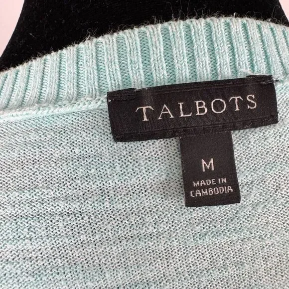 Talbots Soft Mint V-Neck Sweater - Picture 2 of 7